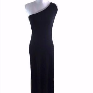 Ralph Lauren Black One Shoulder Gown Petite Small